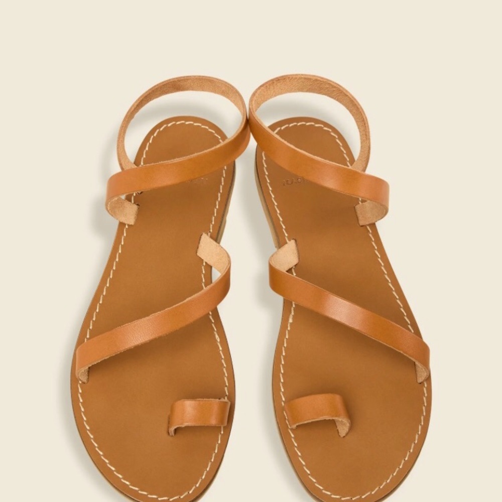 Navyboot Switzerland Tan Leather Toe Ring Diagonal Strap Gladiator Sandals Sz 38